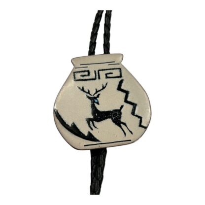 Enamel Elk on Copper Bolo Tie Marked - Image 3