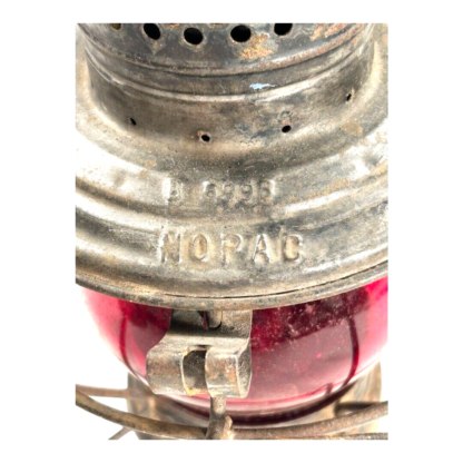 Vintage MO. PAC Handlan St. Louis  Railroad Lantern with Red Globe - Image 3