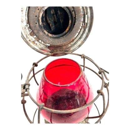 Vintage MO. PAC Handlan St. Louis  Railroad Lantern with Red Globe - Image 11