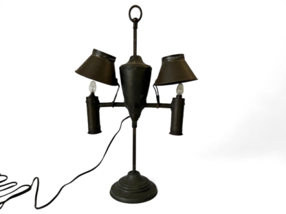 Antique Tin Double-shade Student Lamp Central Font Two Tin Shades (Electrified)