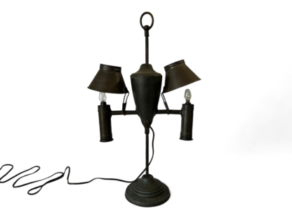 Antique Tin Double-shade Student Lamp Central Font Two Tin Shades (Electrified) - Image 11