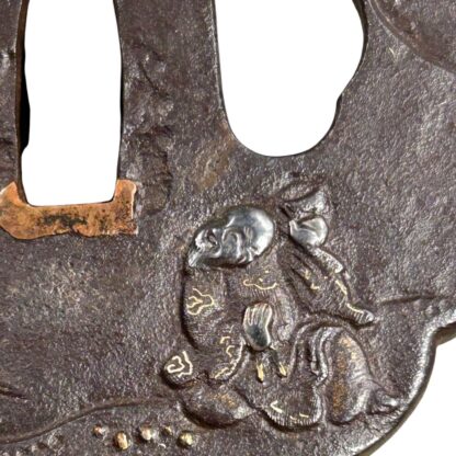 Antique Japanese Handaka Sonja Rakan Tsuba Edo Period - Image 3