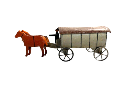 Erzgebirge Miniature Antique Horse Drawn Wagon Metal Open Wheels Putz Toy - Image 6