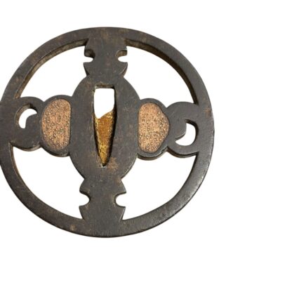 Antique Edo Period Iron Sukashi Tsuba Signed - Image 3