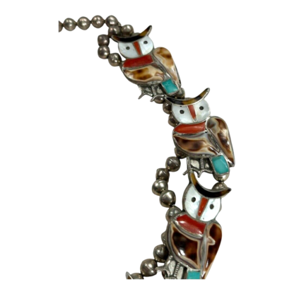 Vintage Native Zuni Lesansee Silver Squash Blossum Owl Necklace, Cuff & Earrings - Image 15