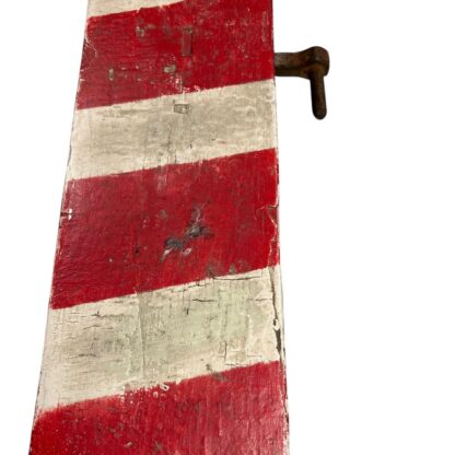 Antique Red & White Wood Barber Pole Trade Sign with Globe Ends - Image 8