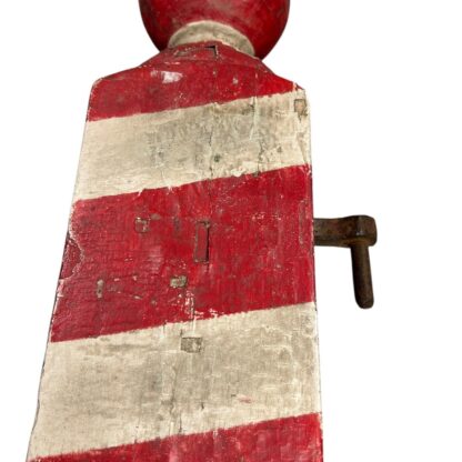 Antique Red & White Wood Barber Pole Trade Sign with Globe Ends - Image 10