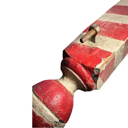 Antique Red & White Wood Barber Pole Trade Sign with Globe Ends - Image 17