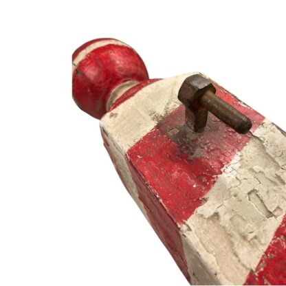 Antique Red & White Wood Barber Pole Trade Sign with Globe Ends - Image 18