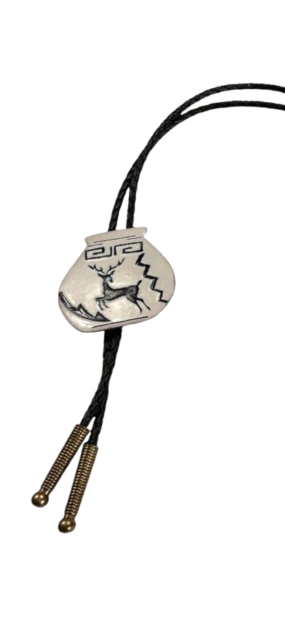 Enamel Elk on Copper Bolo Tie Marked
