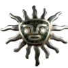 Vintage Mexican Sterling Silver & Stone Aztec Sun Pendant Brooch Miguel Melendez