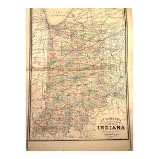 Antique J.T. Barker Railroad Map of Indiana