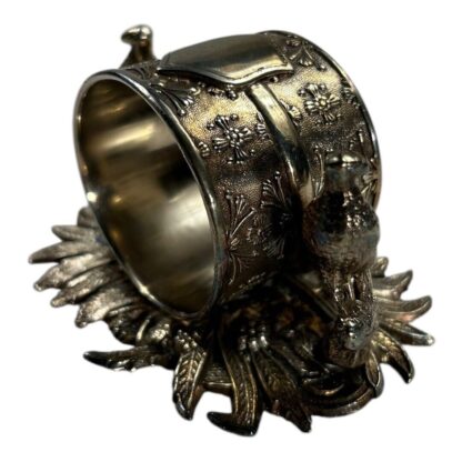 Antique Figural Napkin Ring Silver Silverplate - Ring on Leaves Two Birds Side - Image 3