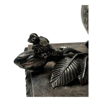 Antique Figural Napkin Ring Silver Silverplate - Bird Leaf with Footed Pedestal - Image 7