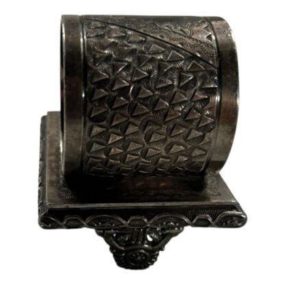 Antique Figural Napkin Ring Silver Silverplate - Bird Leaf with Footed Pedestal - Image 8