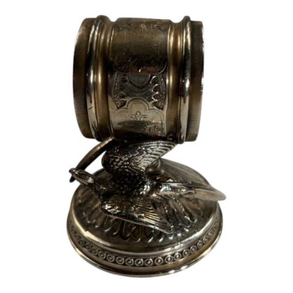 Antique Figural Napkin Ring Silver Silverplate - Parrots on Ornate Pedestal - Image 6