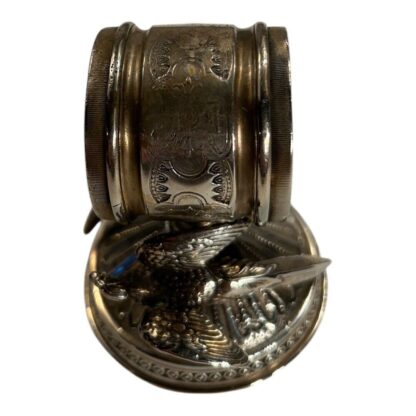 Antique Figural Napkin Ring Silver Silverplate - Parrots on Ornate Pedestal - Image 7