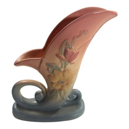 Parir of Hull Pottery Magnolia Vase (s) Cornucopia 19-8 1/2 No Crazing Set of 2 - Image 11