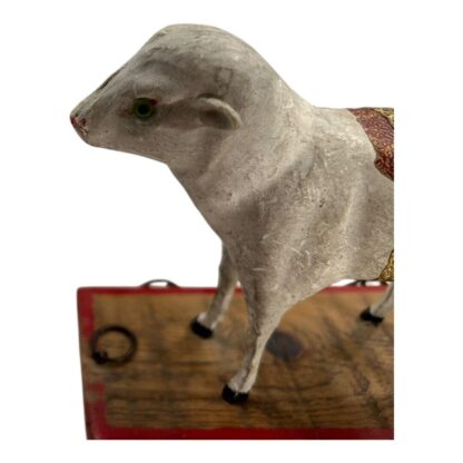 Antique German Folk Art Putz Style Lamb Sheep Pull Toy - Image 10
