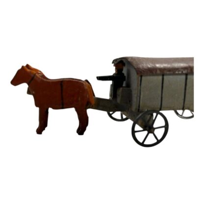 Erzgebirge Miniature Antique Horse Drawn Wagon Metal Open Wheels Putz Toy - Image 4