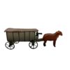 Erzgebirge Miniature Antique Horse Drawn Wagon Metal Open Wheels Putz Toy - Image 10