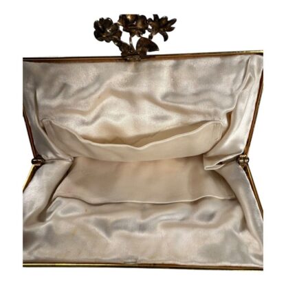 Vtg Stunning 1940's Beaded Evening Purse Bag Clutch Rhinestone & Gold Accents - Image 10