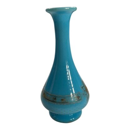 Antique French Gold Gilt Blue Opaline Glass Vase - Image 4