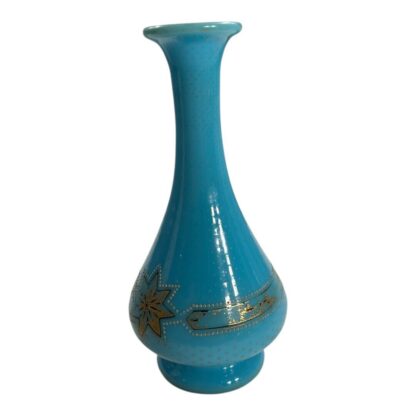 Antique French Gold Gilt Blue Opaline Glass Vase - Image 5