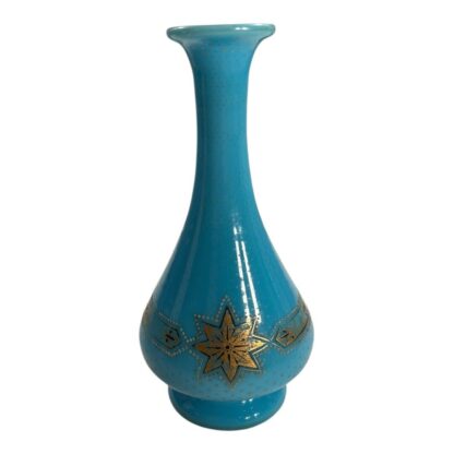 Antique French Gold Gilt Blue Opaline Glass Vase - Image 7