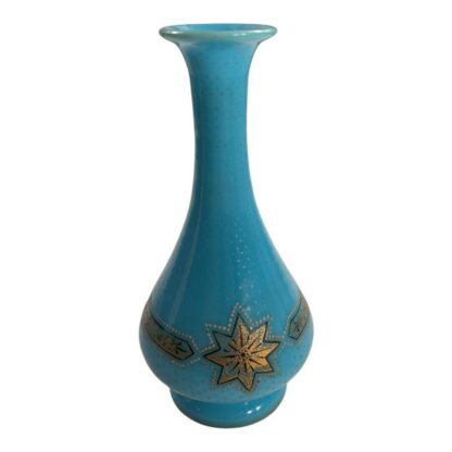 Antique French Gold Gilt Blue Opaline Glass Vase - Image 2