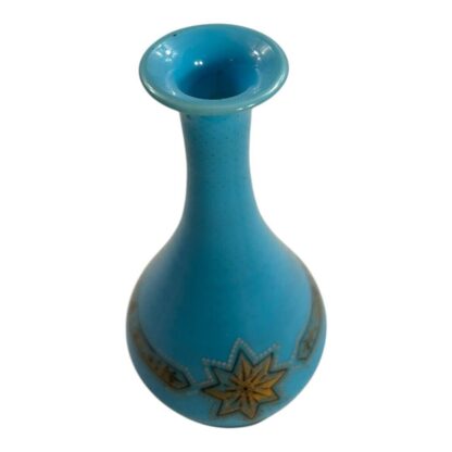 Antique French Gold Gilt Blue Opaline Glass Vase - Image 3