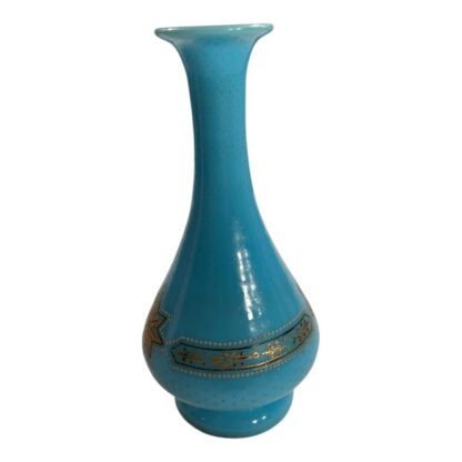 Antique French Gold Gilt Blue Opaline Glass Vase - Image 4