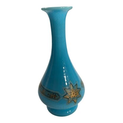 Antique French Gold Gilt Blue Opaline Glass Vase - Image 5