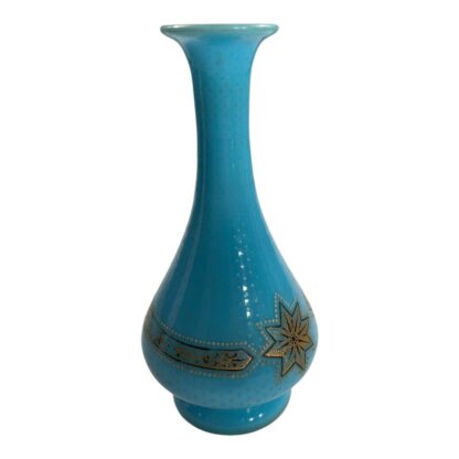 Antique French Gold Gilt Blue Opaline Glass Vase - Image 7