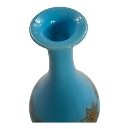Antique French Gold Gilt Blue Opaline Glass Vase - Image 8