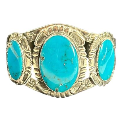 Vintage Navajo Turquoise & Sterling Silver Bracelet - Image 2
