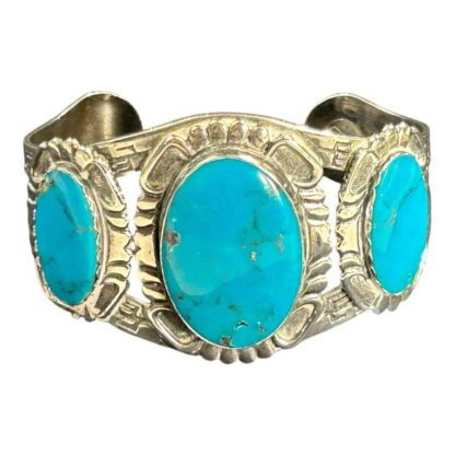 Vintage Navajo Turquoise & Sterling Silver Bracelet - Image 5