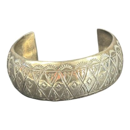 Vintage Navajo Sterling Silver Hand Stamped Bracelet - Image 2