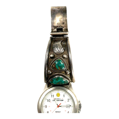 Vintage Native American Navajo Sterling Silver & Turquoise Watch Band - Image 6