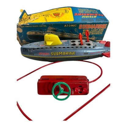 Vintage Marx Battery Operated Atomic Tin Toy Submarine with Original Box - Image 6