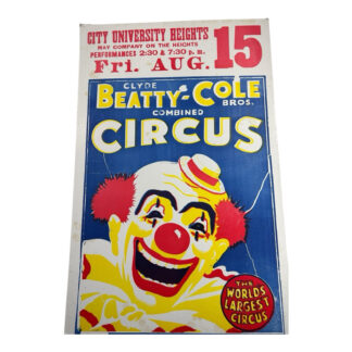 Vintage Cardboard Clyde Beatty - Cole Brothers Circus Poster