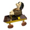 Antique Folk Art Stuffed Puppy Dog on Wagon Pull Toy