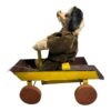 Antique Folk Art Stuffed Puppy Dog on Wagon Pull Toy - Image 3