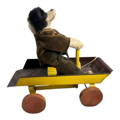 Antique Folk Art Stuffed Puppy Dog on Wagon Pull Toy - Image 7