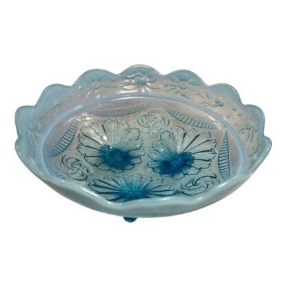 Antique Blue Opalescent Northwood Ruffles & Rings Carnival Glass Candy Bowl - Image 5