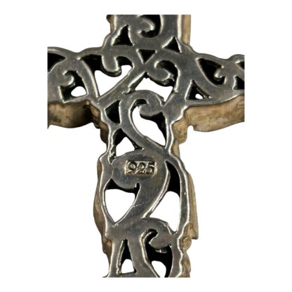 Vintage Native American Navajo Sterling Silver  Turquoise Cross Pendant Necklace - Image 11