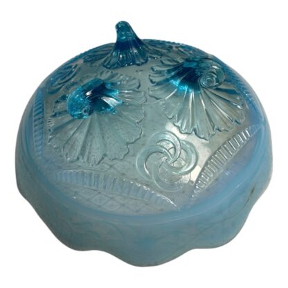 Antique Blue Opalescent Northwood Ruffles & Rings Carnival Glass Candy Bowl - Image 7