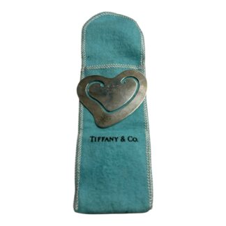 Vintage Tiffany & Co Heart Shape Sterling Siver Book Mark and Pouch