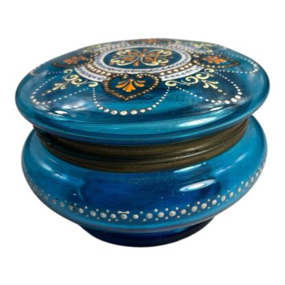 Antique Moser Bohemian Enamel Blue Dresser Box