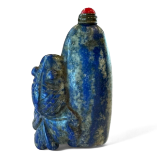 Vintage Asian Chinese Carved Blue Lapis Lazuli Goldfish Snuff Bottle